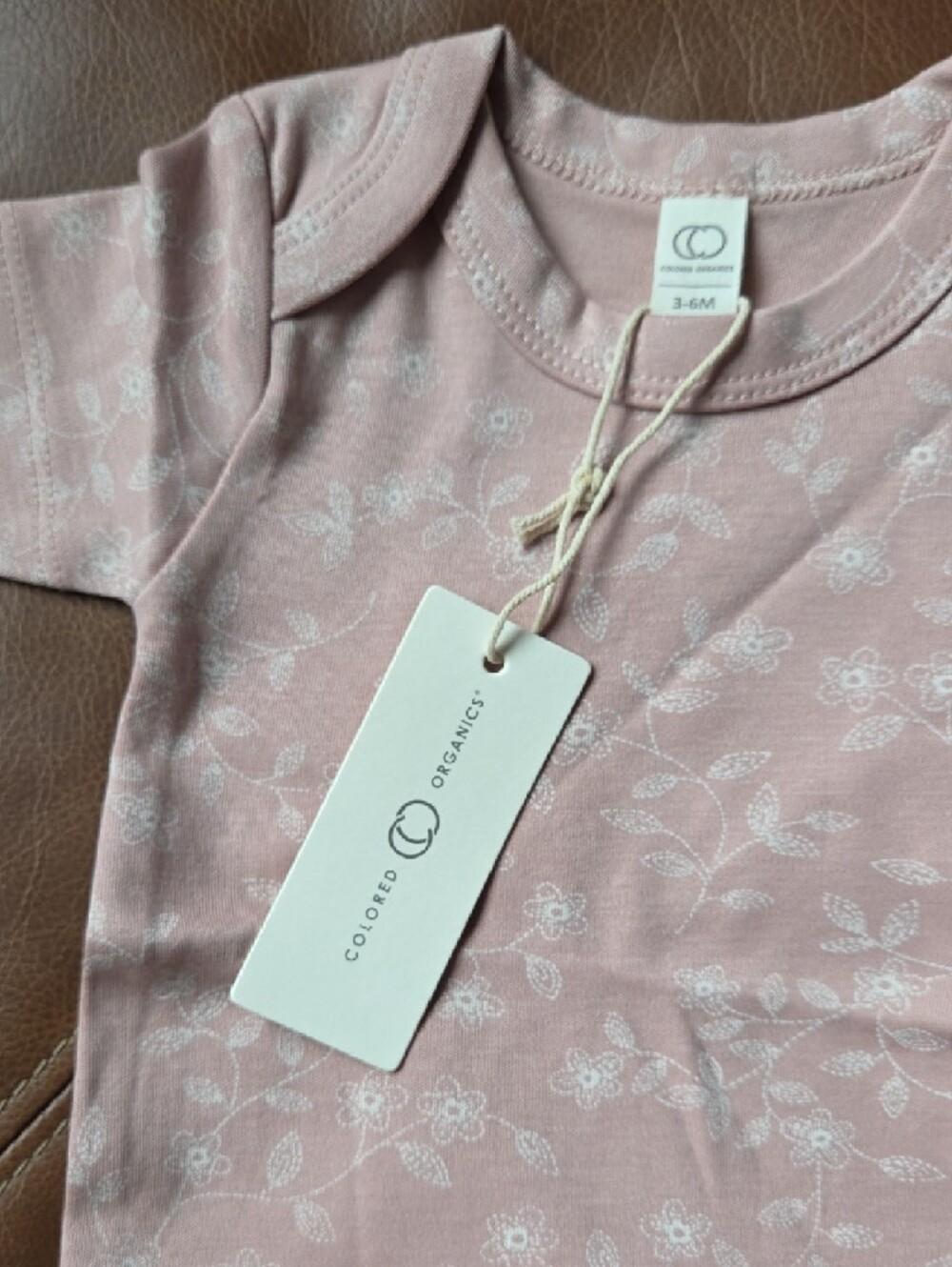 Colored Organics Dusty Pink Floral Organic Baby One-Piece - Picture 2 of 9